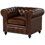 Massivmoebel24 Sessel Chesterfield Leder 105 x 75 x 82 cm Braun