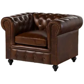 Massivmoebel24 Sessel Chesterfield Leder 105 x 75 x 82 cm Braun