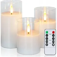 Flammenlose Led-kerzen. Transparente, Flammenlose Glaskerzen Mit Timer Und Fernbedienung. Perfekte Stumpenkerzen Für Weihnachten Und Halloween.