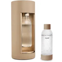 Mysoda: Glassy Wassersprudler aus Holzkomposit mit 1L Glasflasche & BPA-freier 1L Plastikflasche (ohne CO2-Zylinder) - Latte