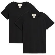 bonprix T-Shirt (Packung, 2-tlg) lockere Passform, Kurzarm, Rundhalsausschnitt, aus Baumwolle schwarz L (44/46)