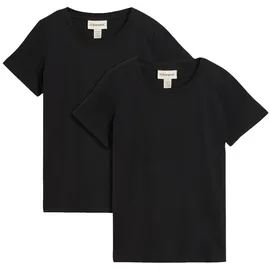 bonprix T-Shirt (Packung, 2-tlg) lockere Passform, Kurzarm, Rundhalsausschnitt, aus Baumwolle schwarz L (44/46)