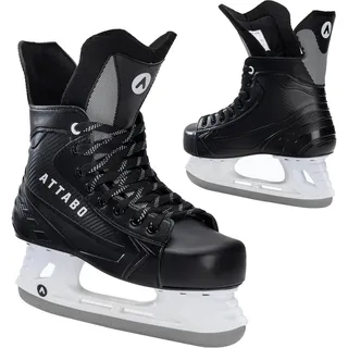 attabo HS Herren Eishockey‐Schlittschuhe – robuste Hartschale, Edelstahl‐Kufen, verstärkte Ösen, anatomische Zunge & Knöchelpolsterung, klassisches Schnürsystem, ideal für Anfänger 41