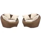 vente-unique Gartensessel Polyrattan 2er-Set Braun - WHITEHEAVEN von MYLIA