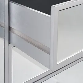 Beliani Kommode mit 3 Schubladen Silber Spiegelglas, Holzbeine Kristallknopf Schrank Glam Design