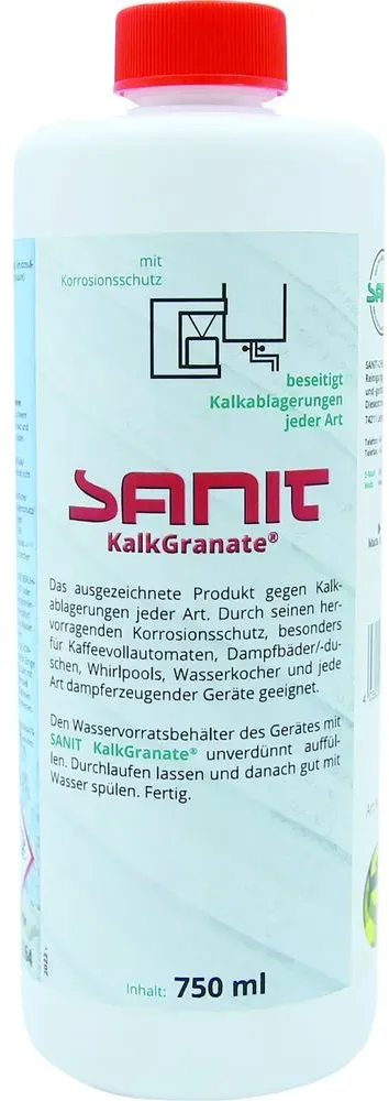 Sanit KalkGranate Entkalker gegen Kalkablagerungen mit Korrosionsschutz, 750 ml Flasche 3008