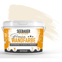 SEEBAUER diy® Wandfarbe Beige für Innen (No. 435 Vanilla Cream 5,0 Liter) Edelmatte Gelbtöne hohe Deckkraft