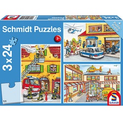 Schmidt Feuerwehr & Polizei Puzzle 3x 24 Teile