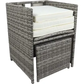 VCM Gartentisch | Balkontisch, 9-tlg Sitzgruppe Gartenmöbel Set Rattan 170 cm)