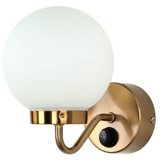 Licht-Erlebnisse - Jugendstil Wandlampe mit Schalter in Messing IP44 Bad