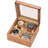 Uhrenetui Uhrenbox Uhrenbox Aus Holz Mit Transparenter Glasabdeckung, Uhrenbox Mit 4 Ziffern, Aufbewahrungsbox for Schmuck Uhrenrolle Uhrenaufbewahrung (Blue : A, Size : 17.5 * 17.5 * 8.5cm)