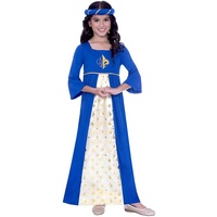 amscan (PKT) (9906377) Tudor-Prinzessin im blauen Kostüm für Kinder (6–8 Jahre)