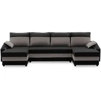 Ecksofa SPARTA U-FORM mit Schlaffunktion - Eckcouch mit 3 Bettkasten, schwarz, grau - Schwarz/Grau