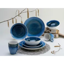 CreaTable CreaTable, Caldera Blau, Kombiservice aus Steinzeug, spülmaschinen- und mikrowellengeeignet, Qualitätsproduktion