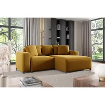Fun Möbel Ecksofa Designersofa Sofa MEGAN XS in Stoff Salvador Honiggelb Ottomane Rechts - Gelb