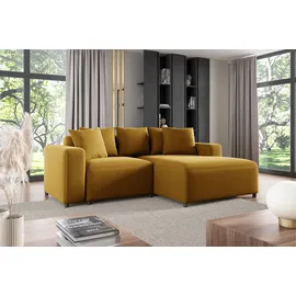 Fun Möbel Ecksofa Designersofa Sofa MEGAN XS in Stoff Salvador Honiggelb Ottomane Rechts - Gelb