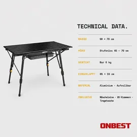 onbest Klapptisch Norderney Schwarz