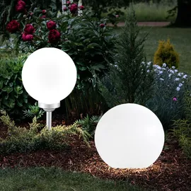 ETC Shop Solarleuchte Kugel Kunststoff 20 cm H 62 cm 2er Set weiß