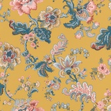 Rasch Textil Rasch Tapete 710557 - Gelbe Vliestapete mit großen Blumen in Blau und Rot aus der Kollektion Sophia - 10,05m x 0,53m (LxB)