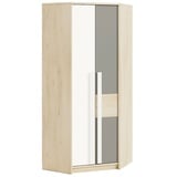 Lomadox Eckschrank DARDA-131 Fjord Buche Nb. mit Fronten in weiß und platingrau 82/199/82 cm beige|braun