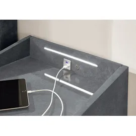 meinBett Nachtkonsole mit LED-Beleuchtung und USB-Anschluss ¦ grau ¦ Maße cm B: 47 H: 61 T: 46.0