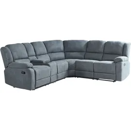 Beliani Ecksofa Dunkelgrau, Textil, 5-Sitzer Rokke Stoff Grau
