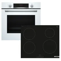 Bosch Herdset Backofen weiß EcoClean + Induktionskochfeld Booster