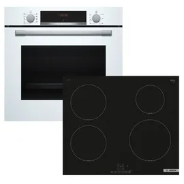 Bosch Herdset Backofen weiß EcoClean + Induktionskochfeld Booster