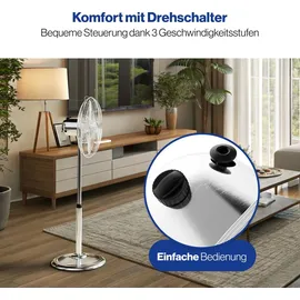 ProfiCare PC-VL3064MS 40 cm Standventilator Silber/Weiß