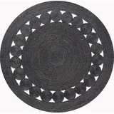 Gifiie Rund Jute Teppich, handgefertigter Naturjute Teppich, 100% Naturfaser de Jute, ökologischer und reversibler Jute Teppich für Wohnkultur aus Indien. (Schwarz, 90x90cm)