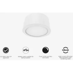 Aufbau,-Deckenleuchte rund IP54, 12W, 15W, 18W (Leistung Spezifikation: 18W)
