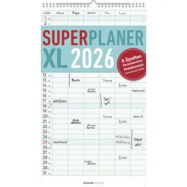 ALPHA EDITION GmbH & Co. KG Superplaner XL 6 Spalten 2026 Weiß