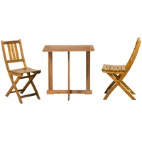 Möbilia Sitzgruppe 1 Tisch | 2 Stühle, Akazie natur | braun