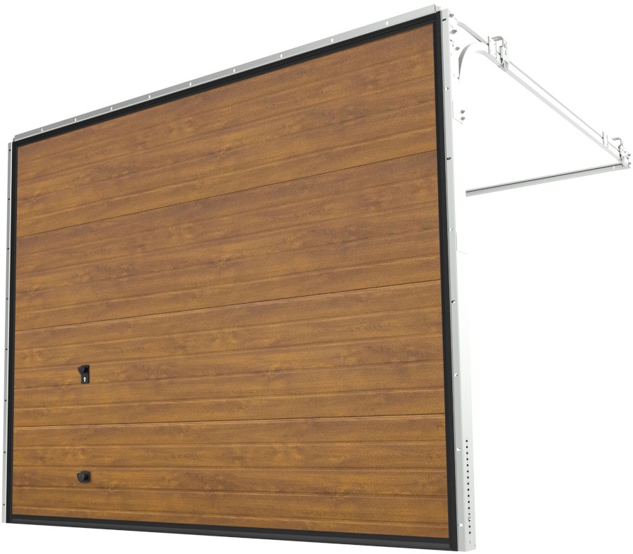 Garagentor Holzoptik, Dekorfolie Eiche Gold 48, 2000 x 1900 mm, ohne Antrieb, individuell konfigurieren