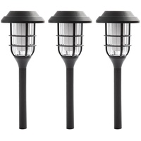Nowa 3er Set LED Solarleuchten, Erdspieß, schwarz, H 43