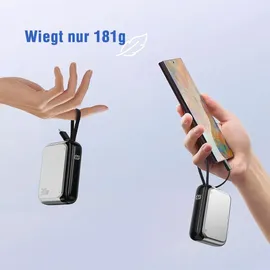 4smarts Powerbank Pocket mit USB-C Kabel 10000mAh - silber