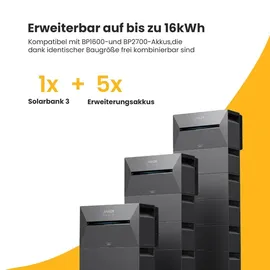 ALLDREI Balkonkraftwerk Bifazial 1200 W inkl. Anker Solix Solarbank 3 E2700 Pro 2,68 kWh