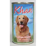 6x 1200g Khan Hundefutter Saftige Stücke in der Dose Fleischbällchen in Gelee