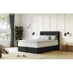 Boxbett COTTA "Kelly", schwarz, B:145cm L:207cm, 100% Polyester, Komplettbetten, ausgestattet mit LED-Licht, inkl. Bettkasten