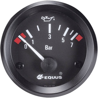 EQUUS 842095 Kfz Einbauinstrument Öldruckanzeige Messbereich 0 - 7 bar Standart Gelb, Rot, Grün 52mm