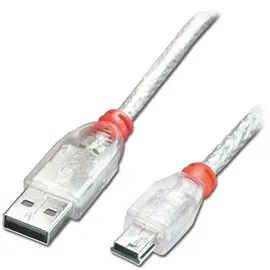 Lindy USB 2.0 USB-A Stecker, USB-Mini-B Stecker 0.20 m Transparent 41780