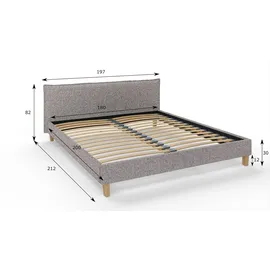 s-style möbel Polsterbett 180 x 200 cm Grau