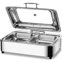 Chafing Dish Elektrisch, Edelstahl Speisewärmer Buffetwärmer Glasdeckel