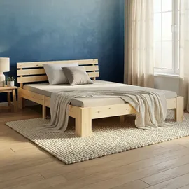 Homestyle4u Holzbett 120 x 200 cm H2 Braun