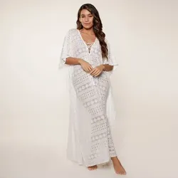 LINGADORE Damen Kleid Kaftan, Off white, 44/46