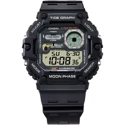 Chronograph, schwarz, CASIO TIMELESS COLLECTION, Armbanduhren, Herren, Quarzuhr,Armbanduhr,Herrenuhr,Digitaluhr,Resinarmband, autom. Kalender