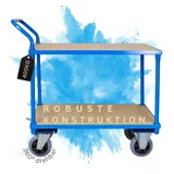 Proregal Tischwagen Pro mit 2 Etagen HxBxT 95x50x97cm | 2 Lenk- & Bockrollen | Traglast 400kg | Lichtblau