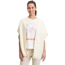 Strickjacke CARTOON "Cartoon Strick-Poncho mit Stickerei", Damen, Gr. M, beige (patch cream, rot), Obermaterial: 60% Baumwolle, 40% Polyacryl., modisch, normal lang, Strickjacken, Stickerei