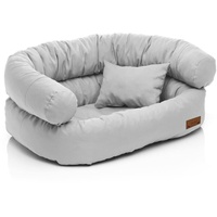 Juelle Hundebett - große Hunde Sofa Abnehmbarer Bezug maschinenwaschbar flauschiges Bett, Hundesessel Santi S-XXL (Größe: L - 100x80 cm, Helle Popiel)
