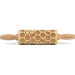 Teigroller FOLKROLL "3D-Motiv-Teigrolle", braun, L:23cm, Buchenholz, Teigroller, Bienenwaben